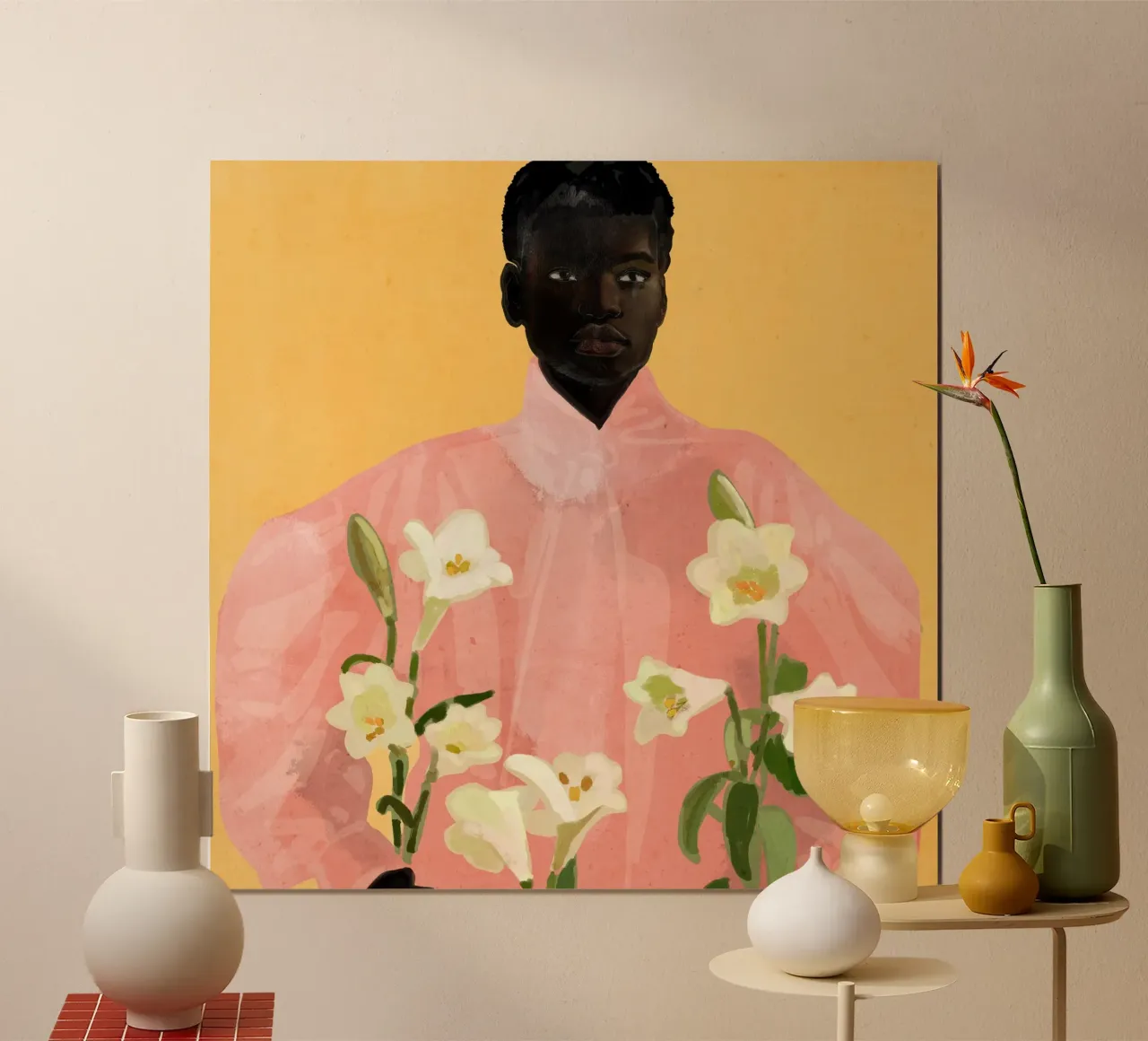 Ragazza con fiori in mano 2 carta hahnemühle da ThingDesign