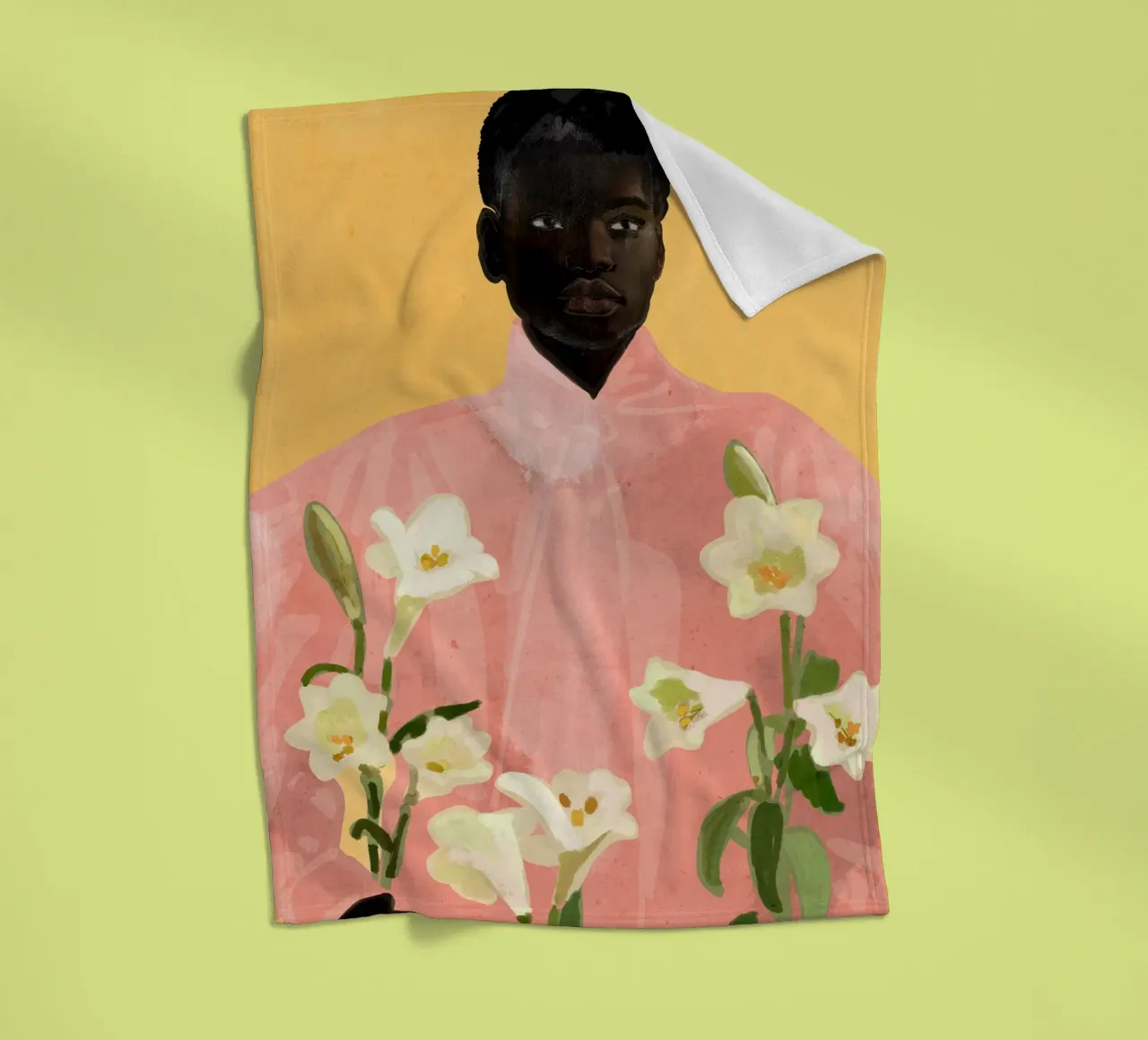 Ragazza con fiori in mano 2 coperta in pile da ThingDesign