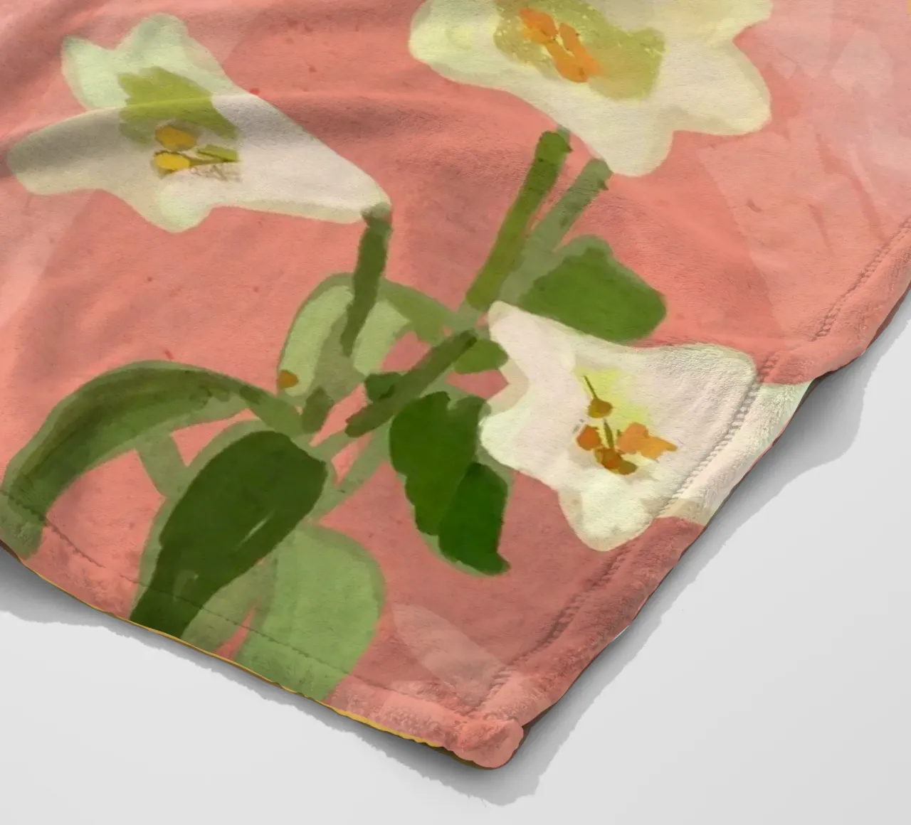 Ragazza con fiori in mano 2 coperta in pile da ThingDesign