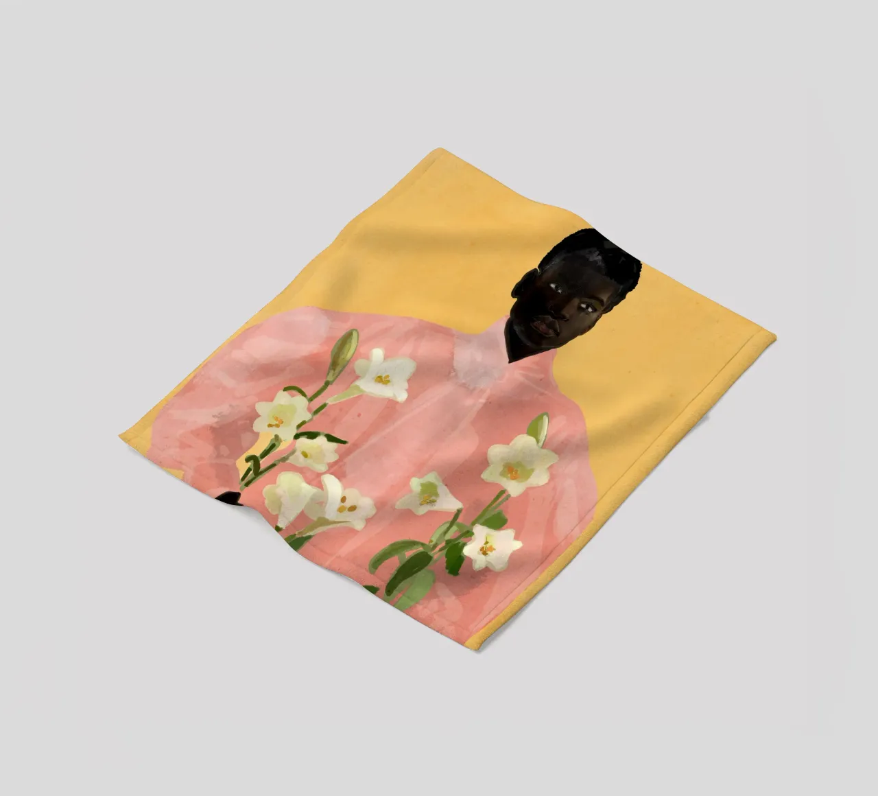 Ragazza con fiori in mano 2 coperta in pile da ThingDesign