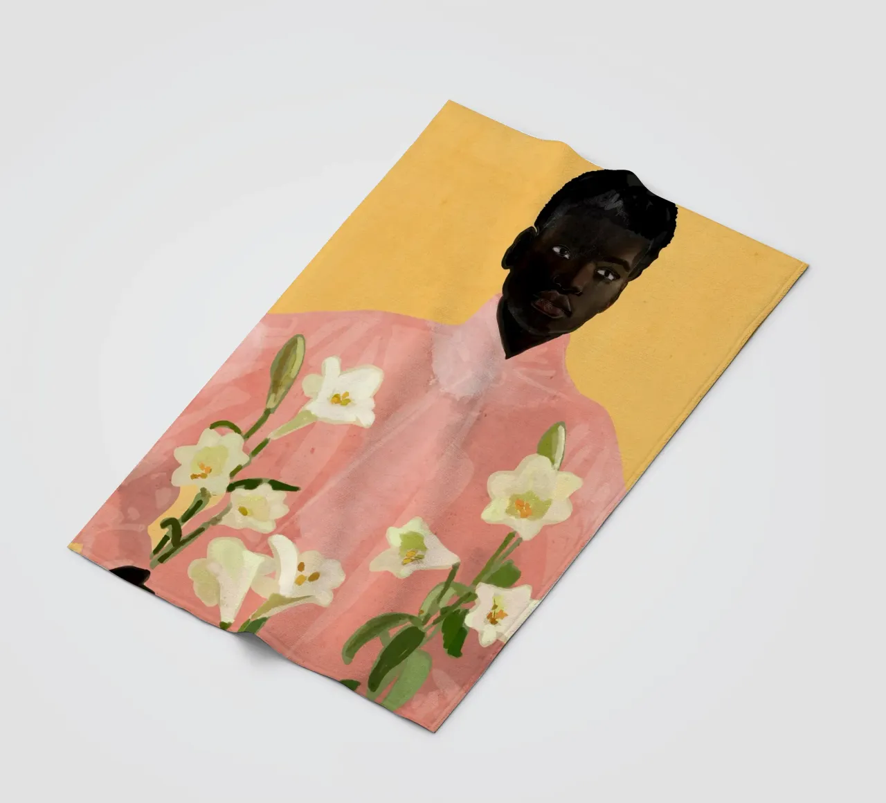 Ragazza con fiori in mano 2 coperta in pile da ThingDesign