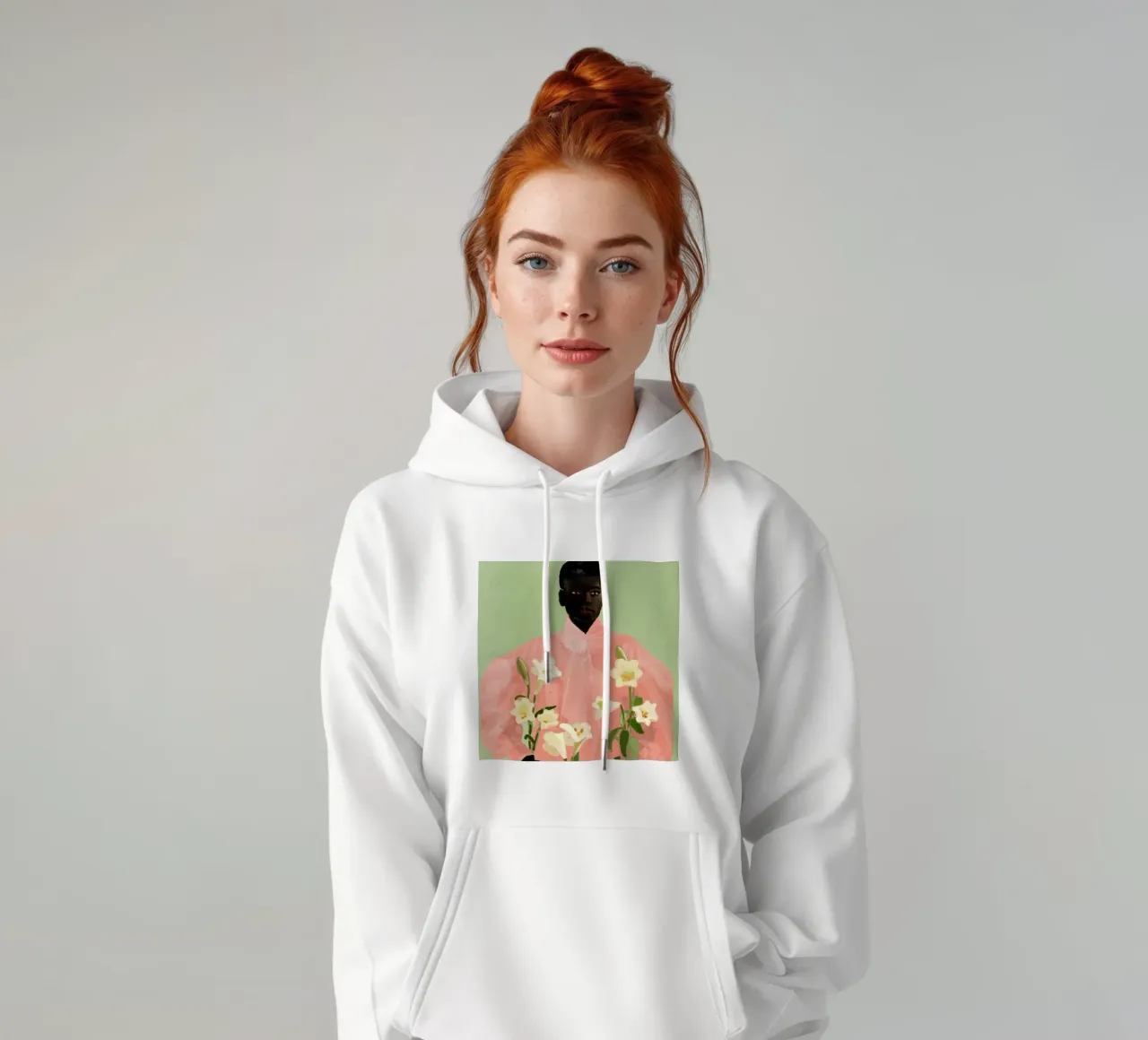 Ragazza con fiori in mano 3 felpa con cappuccio da ThingDesign
