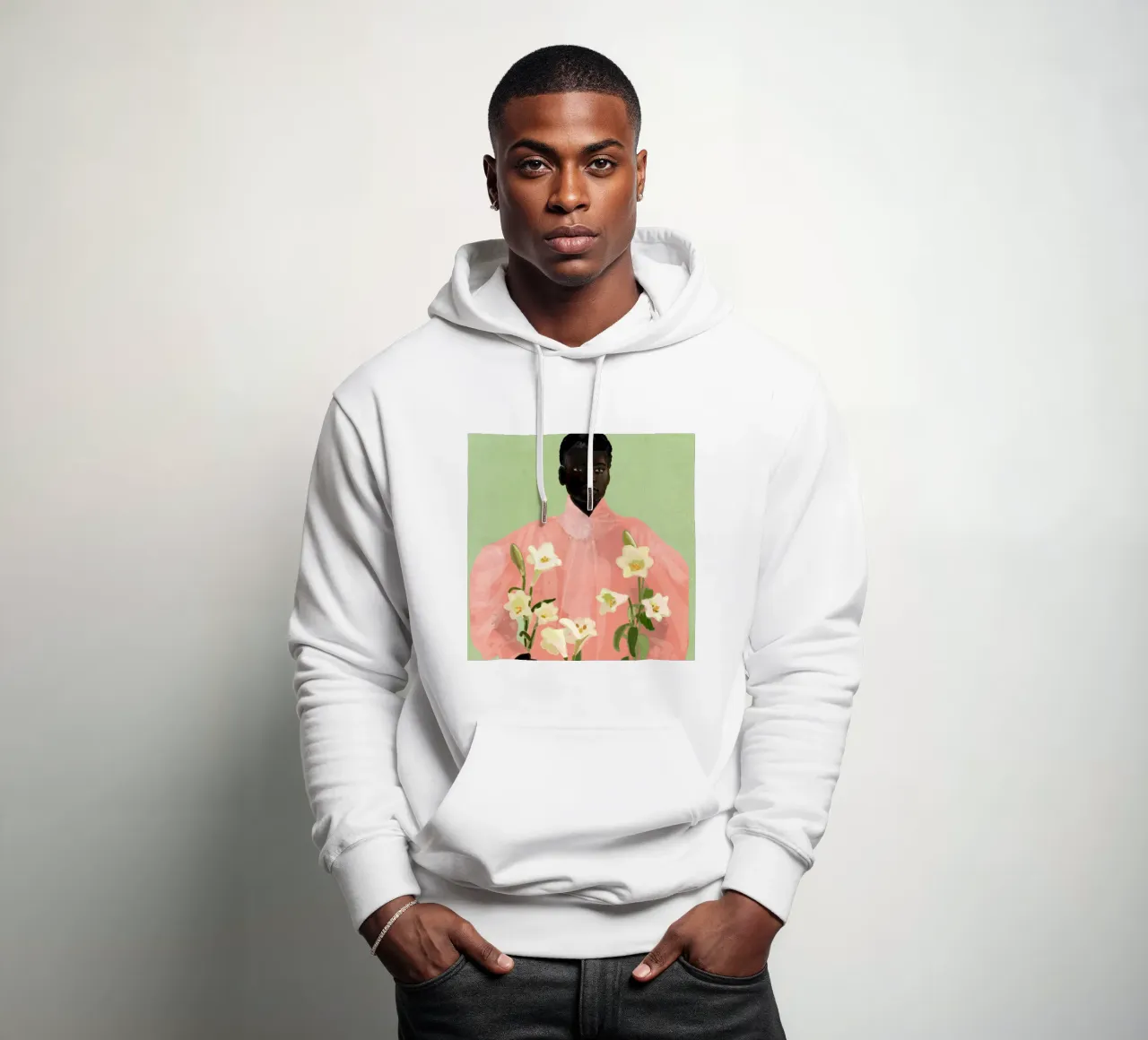 Ragazza con fiori in mano 3 felpa con cappuccio da ThingDesign
