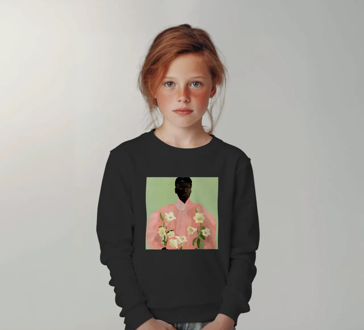 Ragazza con fiori in mano 3 felpa bambino da ThingDesign