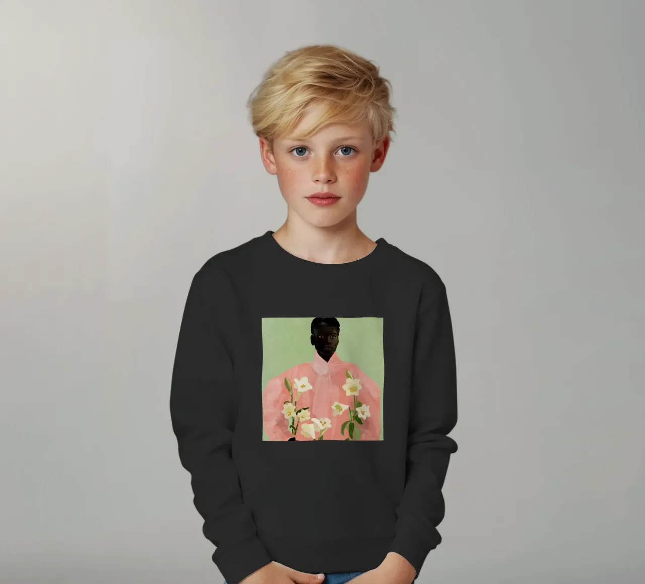 Ragazza con fiori in mano 3 felpa bambino da ThingDesign