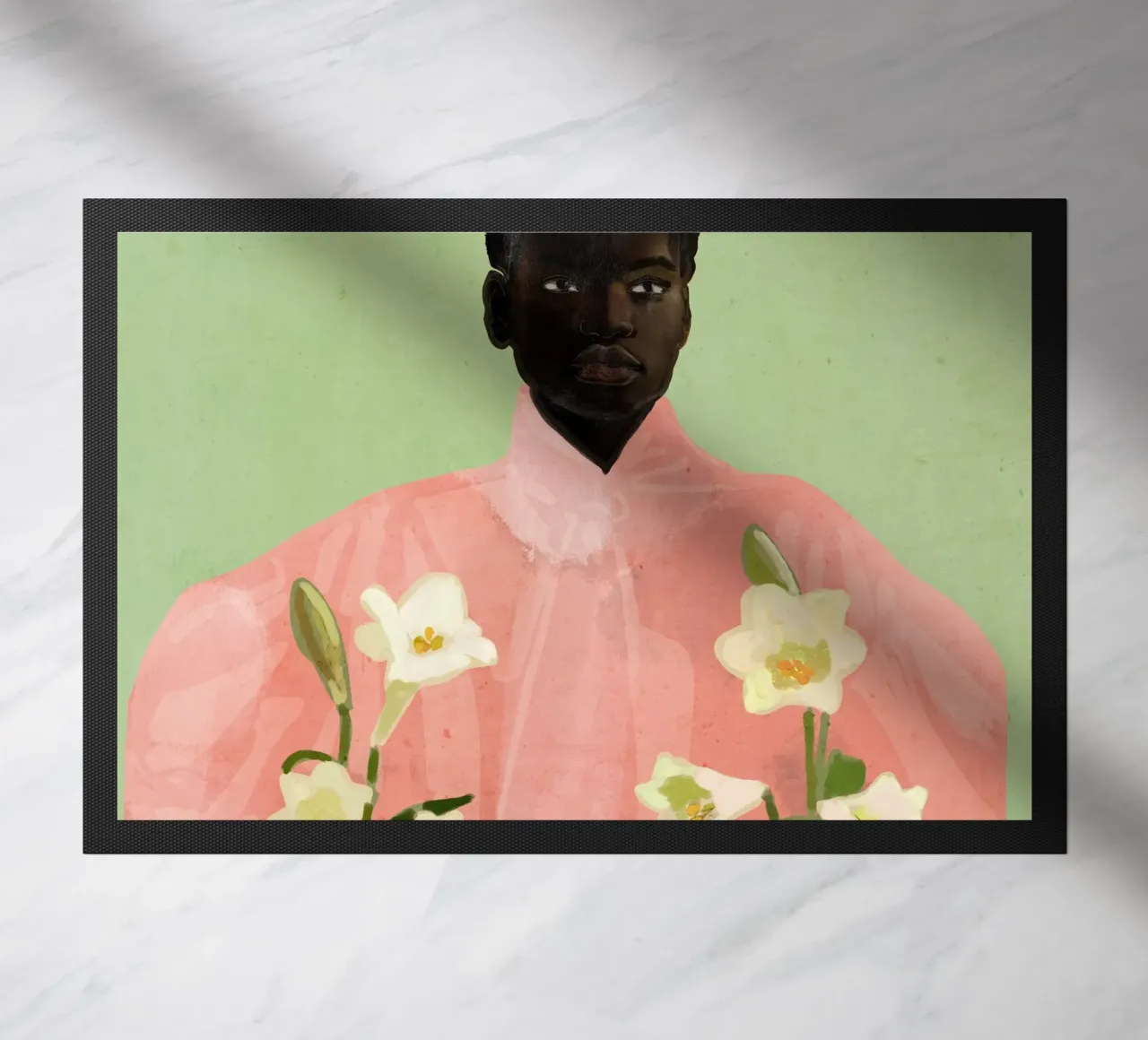 Ragazza con fiori in mano 3 zerbino da ThingDesign