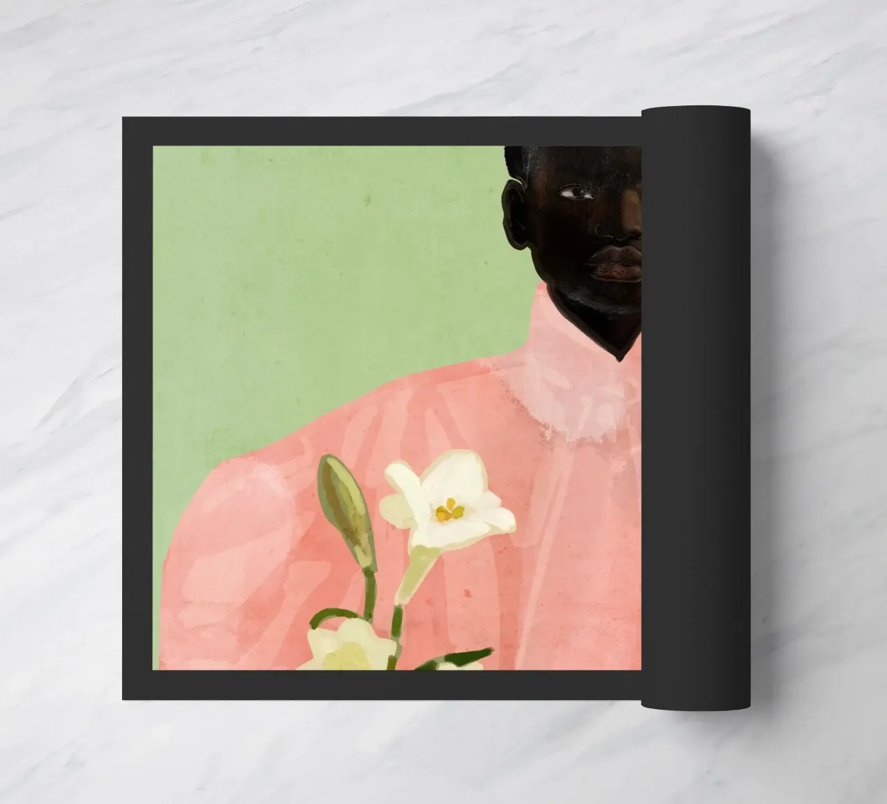 Ragazza con fiori in mano 3 zerbino da ThingDesign