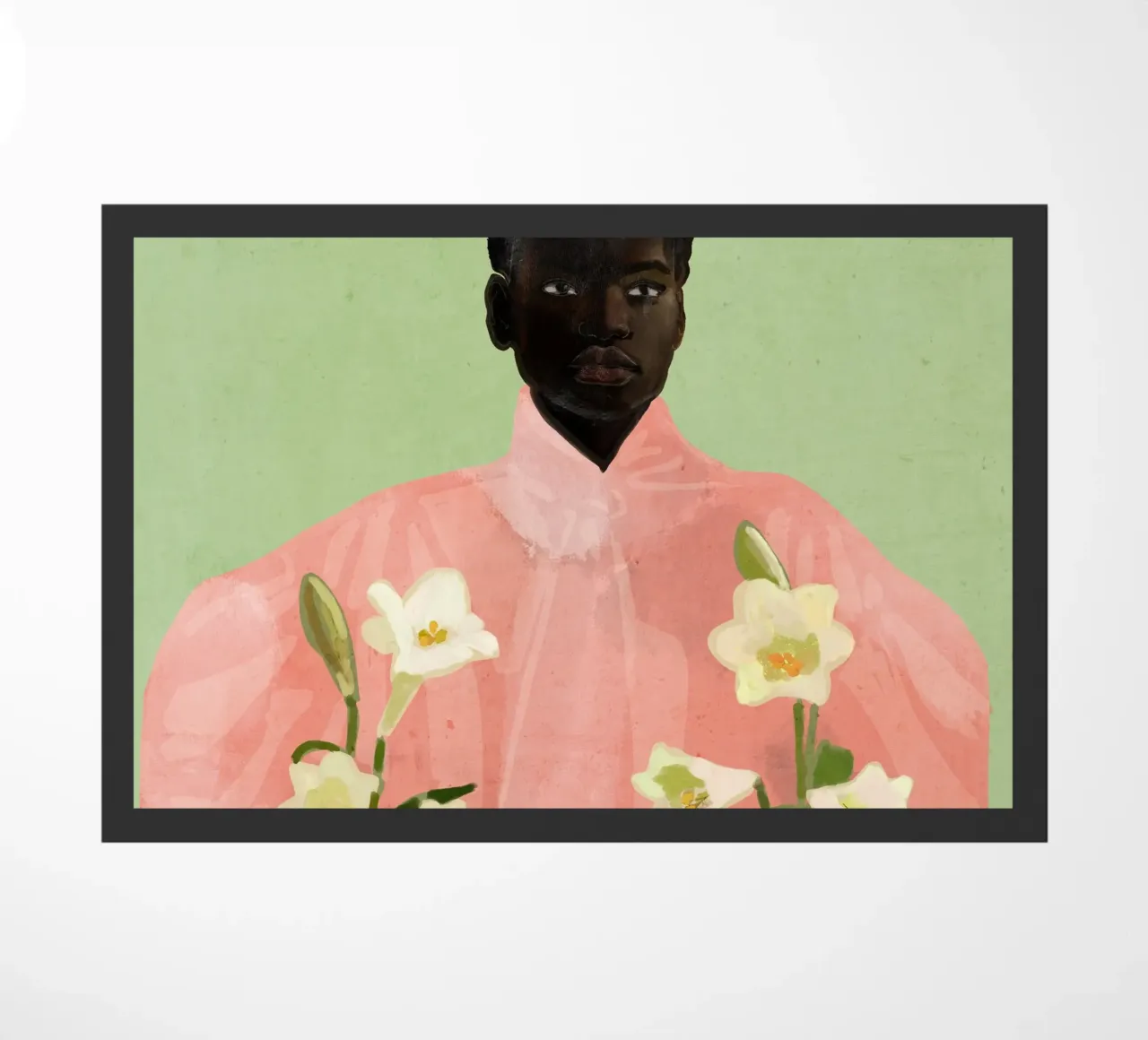 Ragazza con fiori in mano 3 zerbino da ThingDesign