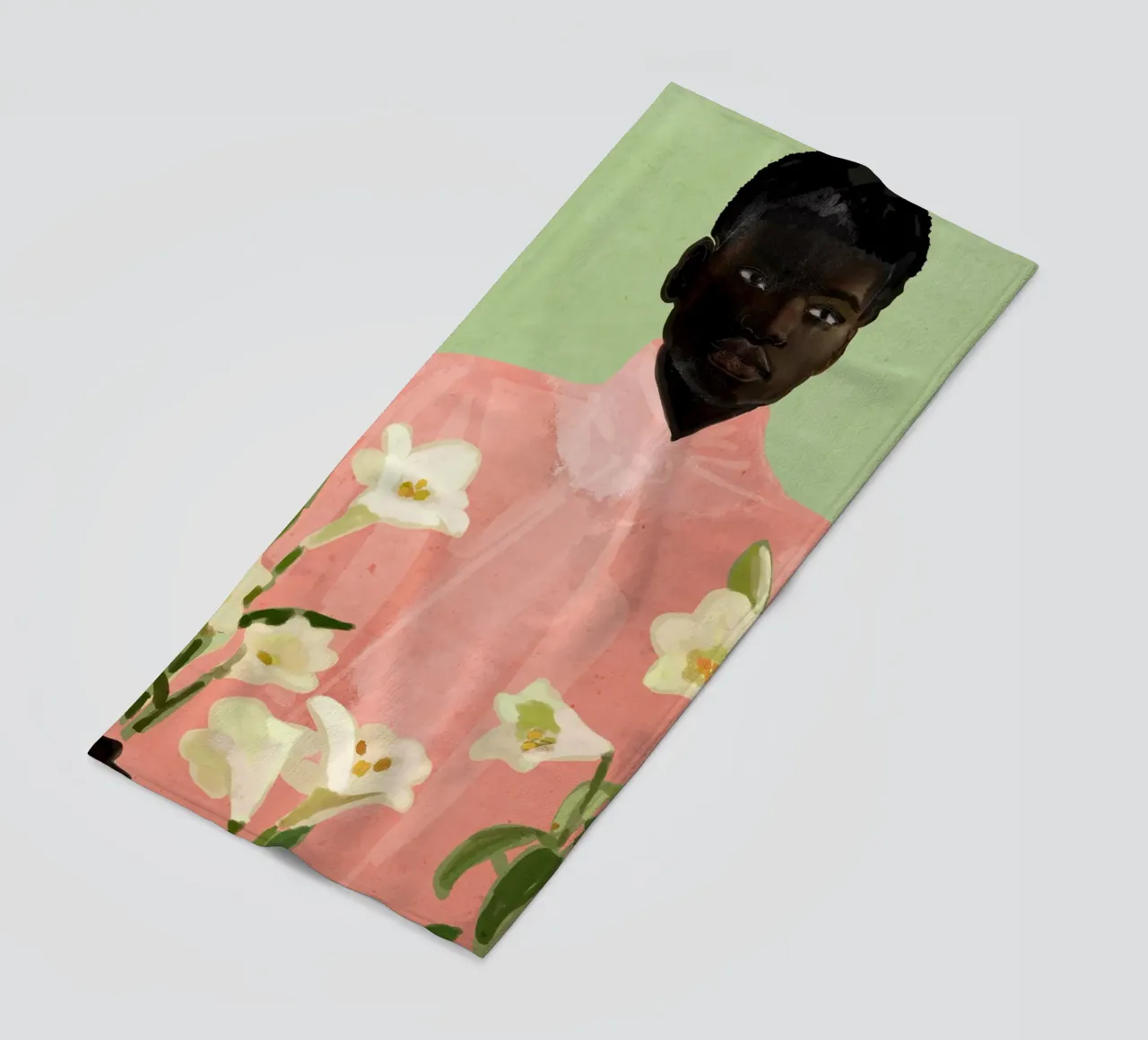 Ragazza con fiori in mano 3 telo mare da ThingDesign