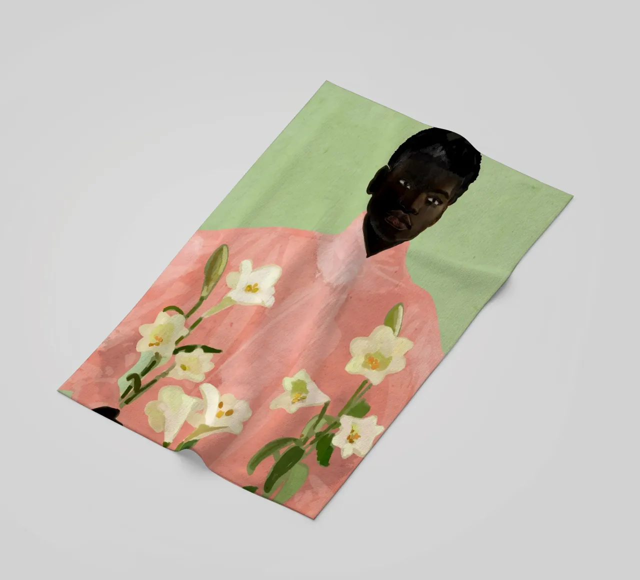 Ragazza con fiori in mano 3 telo mare da ThingDesign