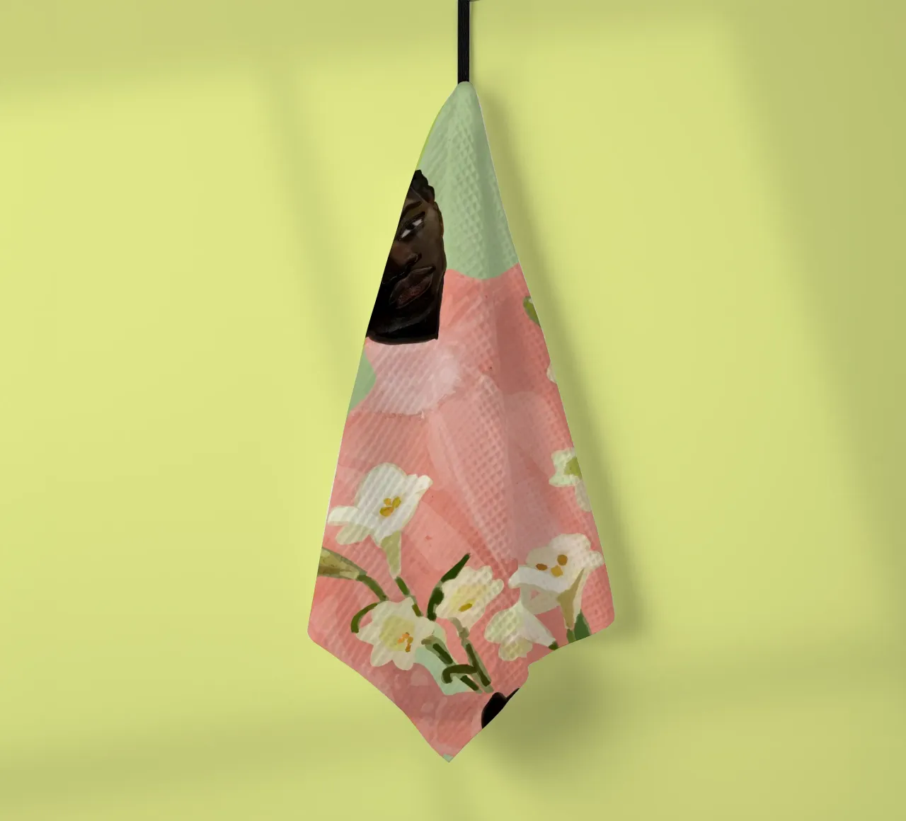 Ragazza con fiori in mano 3 canovaccio da cucina da ThingDesign