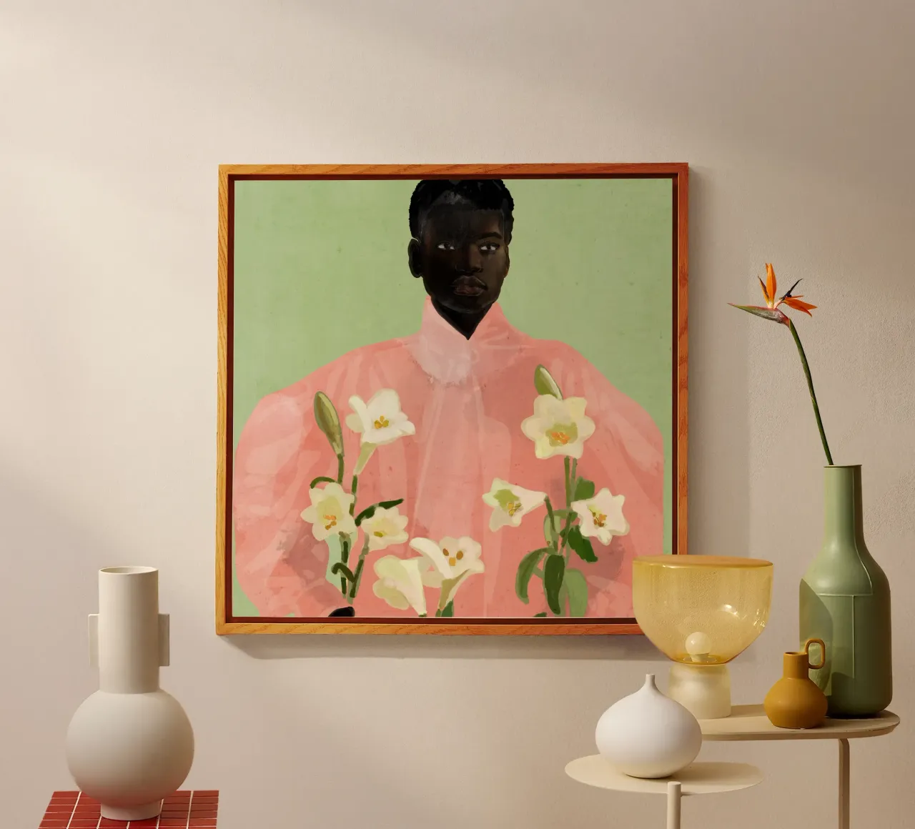 Ragazza con fiori in mano 3 plexiglass da ThingDesign