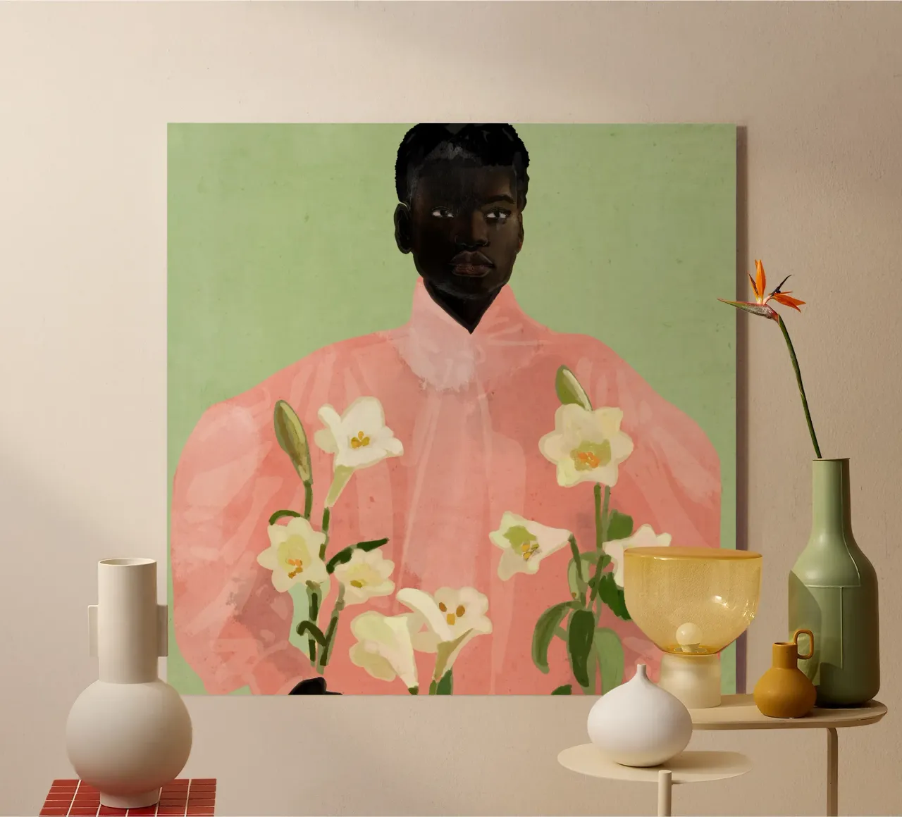 Ragazza con fiori in mano 3 plexiglass da ThingDesign