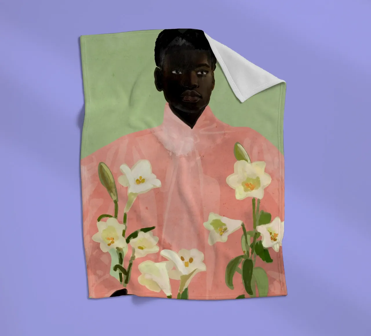 Ragazza con fiori in mano 3 coperta in pile da ThingDesign