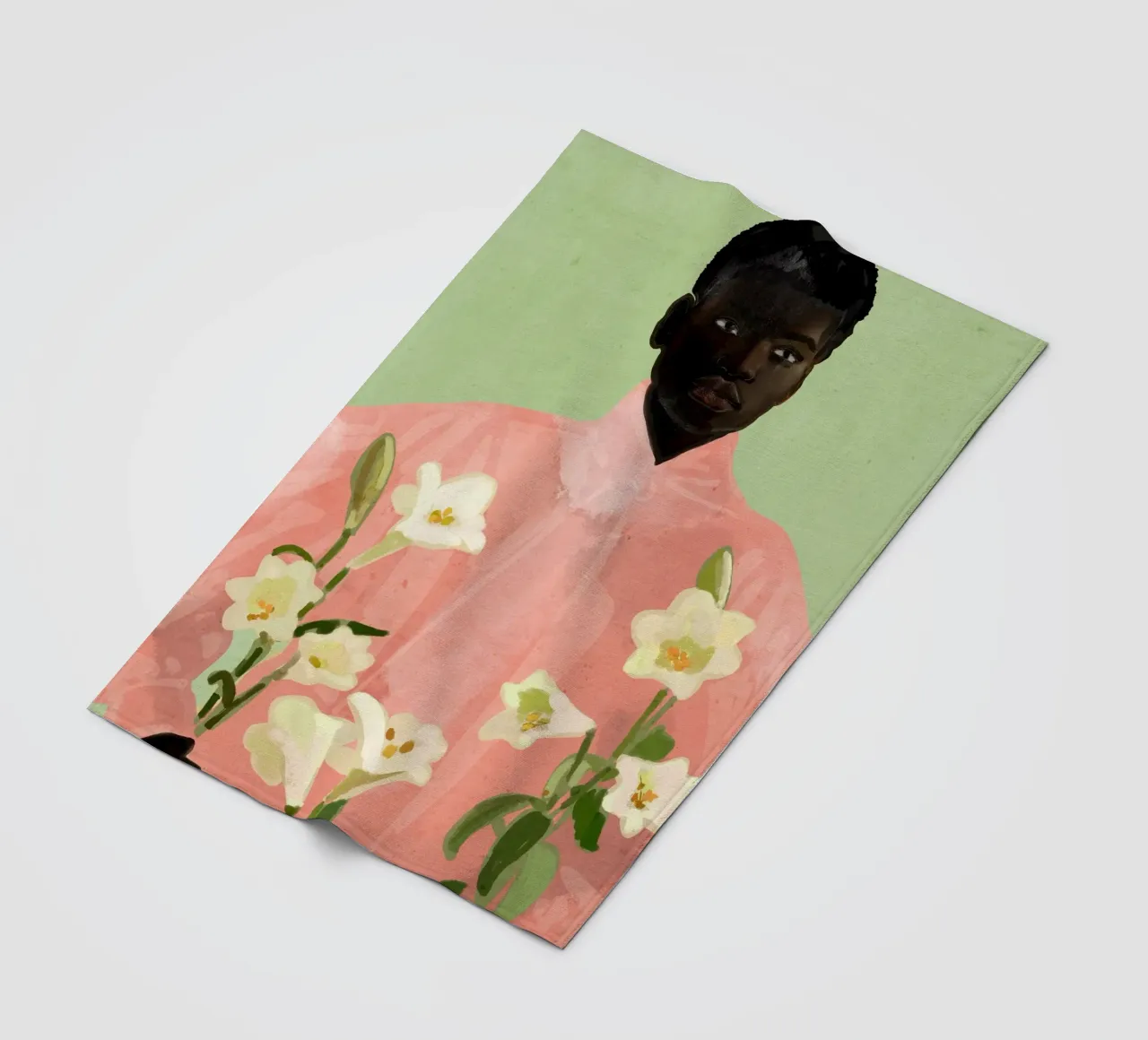 Ragazza con fiori in mano 3 coperta in pile da ThingDesign