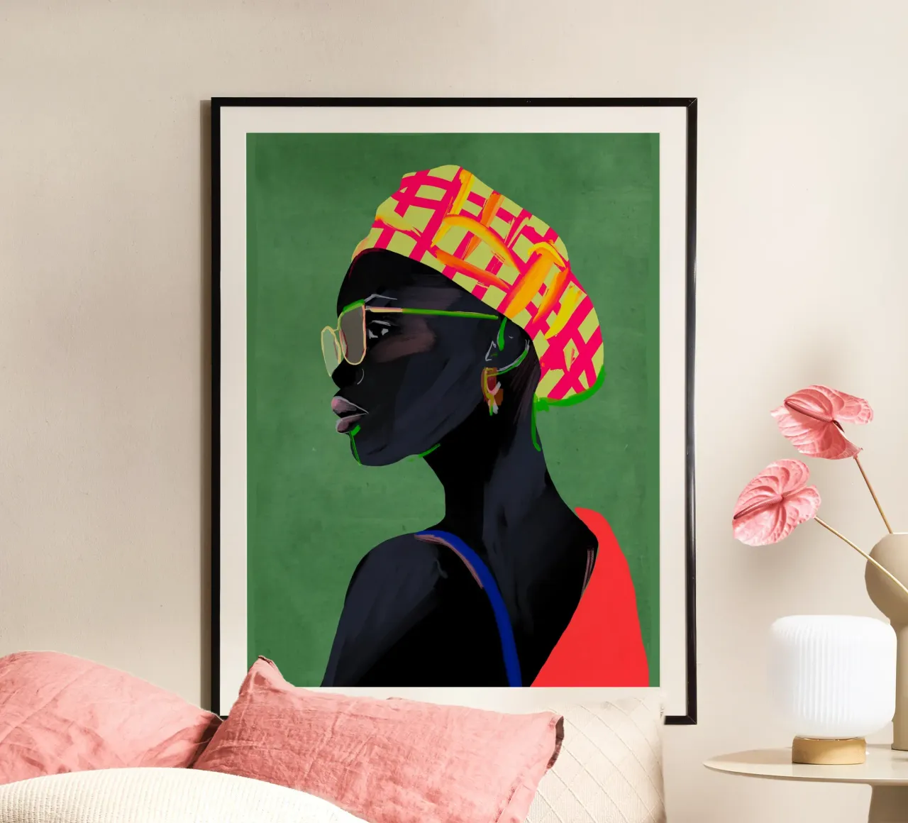 Ritratto di ragazza 3 poster con telaio in legno da ThingDesign