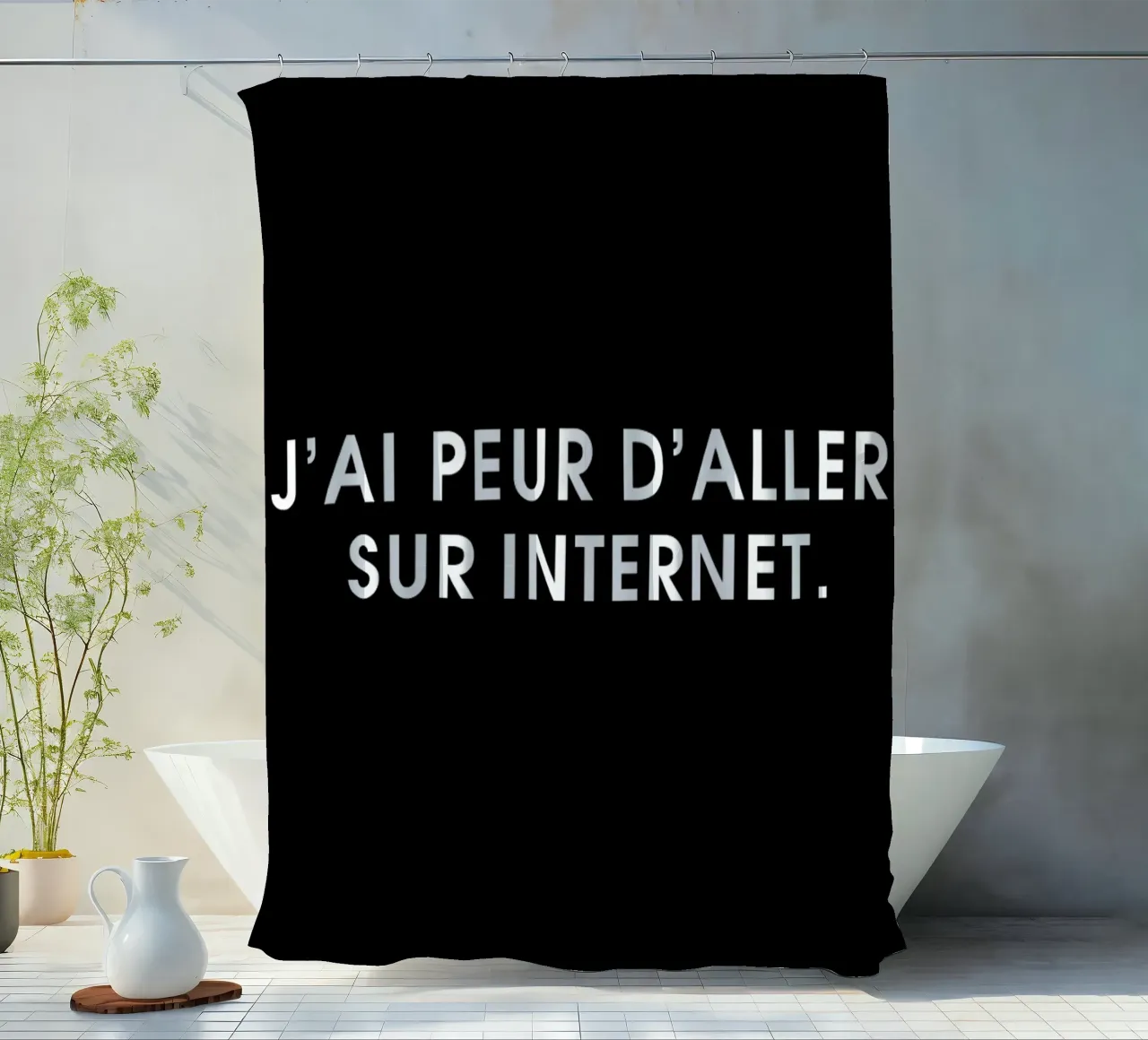 J'ai peur d'aller sur Internet - Black tenda da doccia da Intertitres