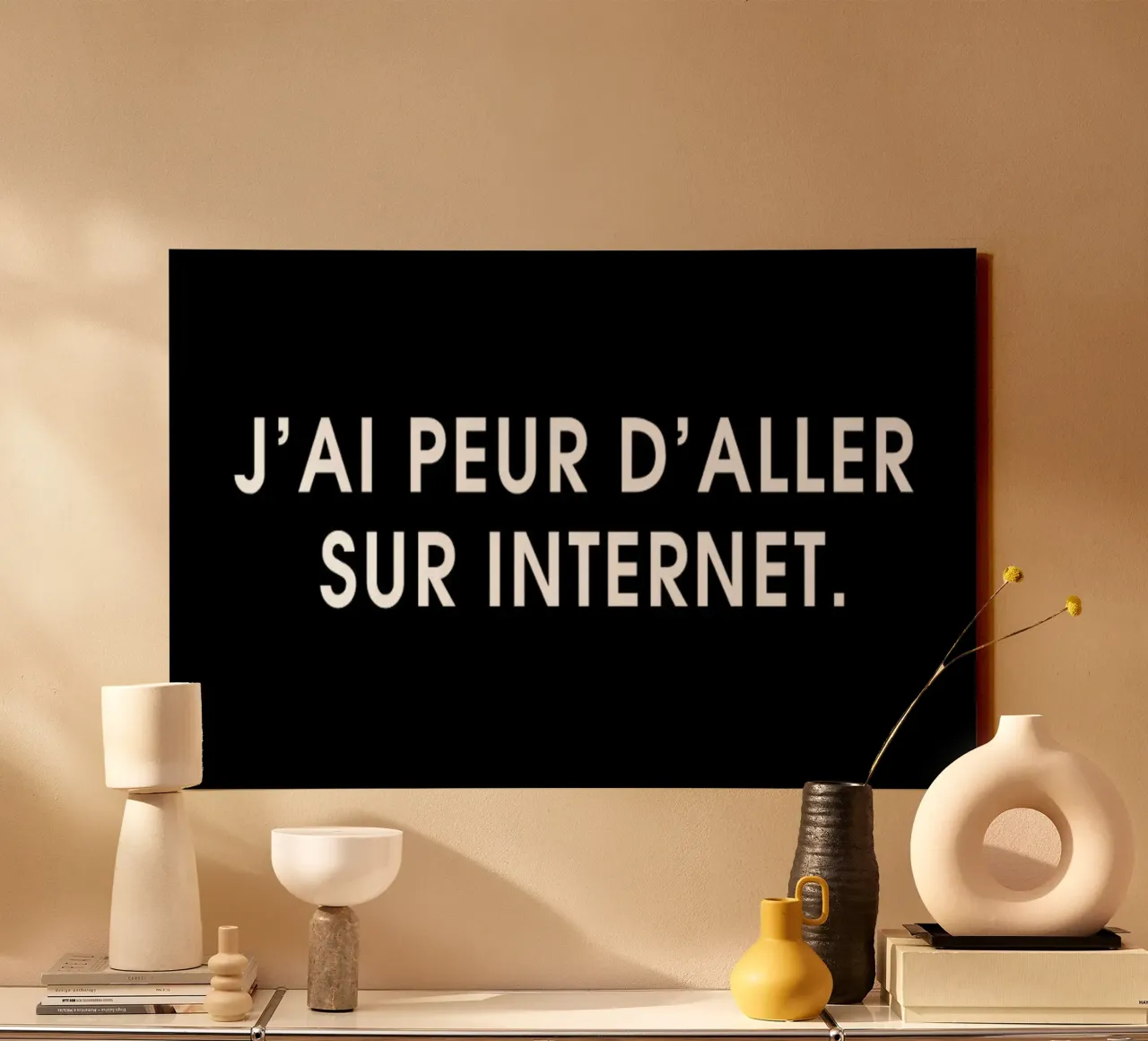 J'ai peur d'aller sur Internet - Black Leinwand von Intertitres