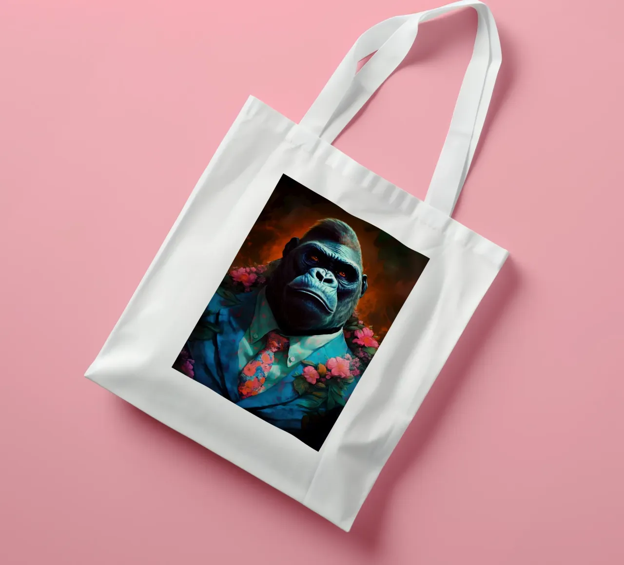Arte animale gorilla hipster borsa in juta da Justyna Jaszke JBJart