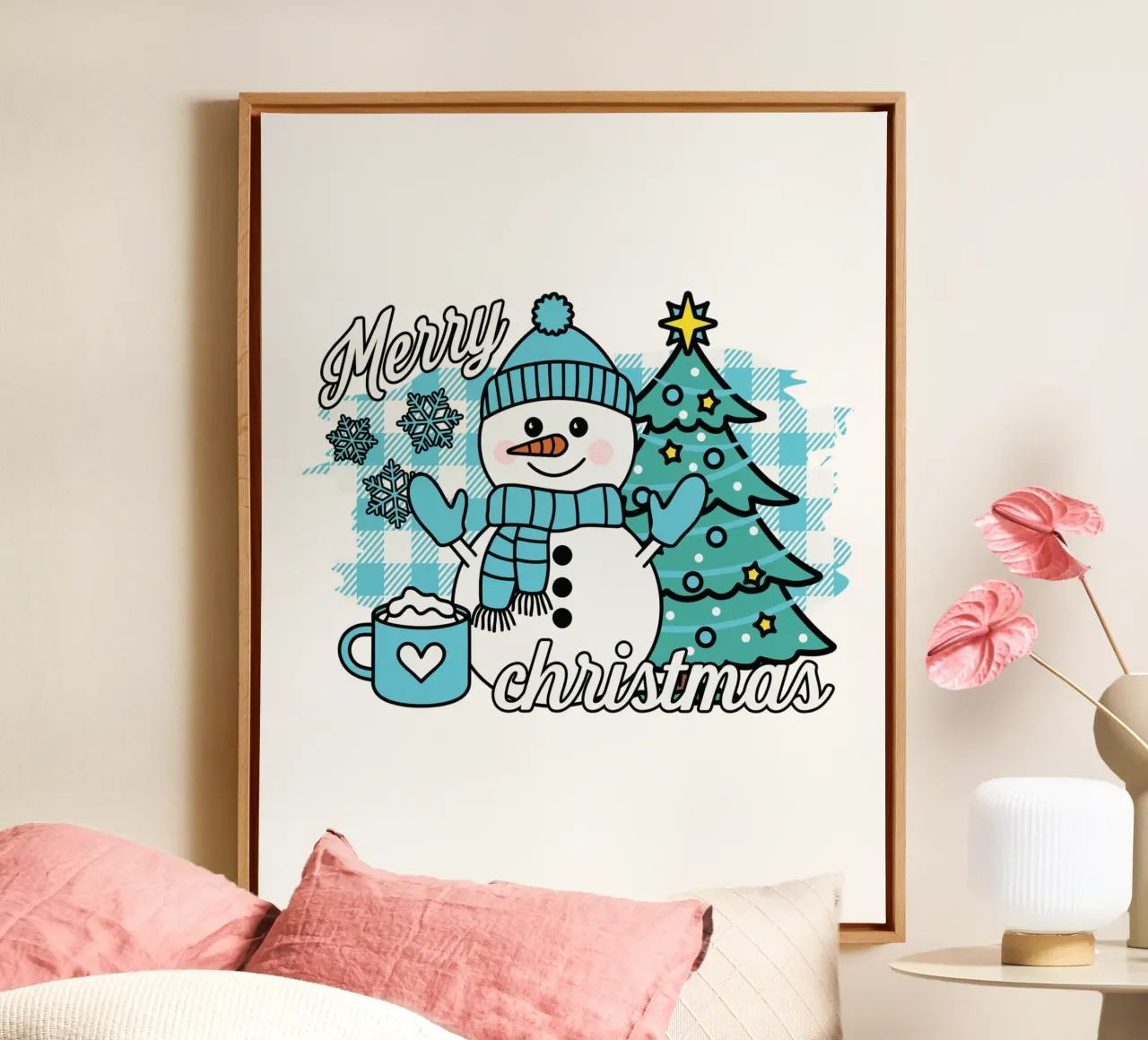 Snowman Merry Christmas tela con Cornice a cassetta da edsonramosart