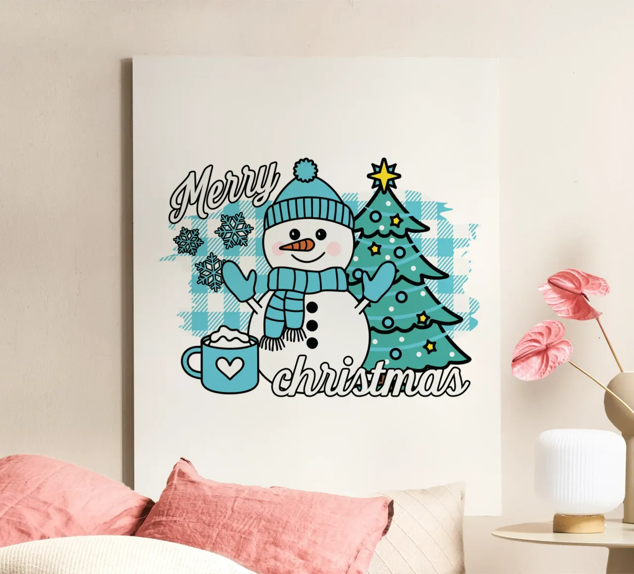 Snowman Merry Christmas tela con Cornice a cassetta da edsonramosart