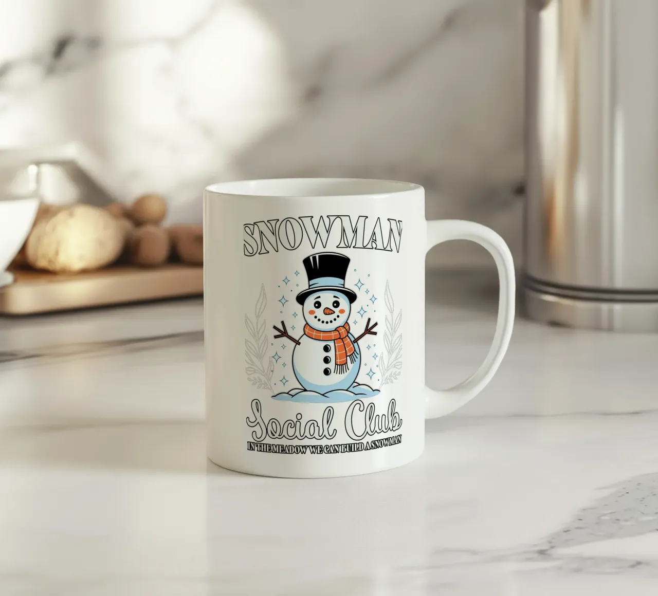 Snowman Social Club tazza in ceramica da edsonramosart