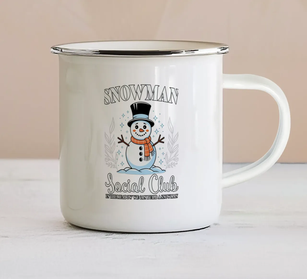Snowman Social Club tazza in smalto da edsonramosart