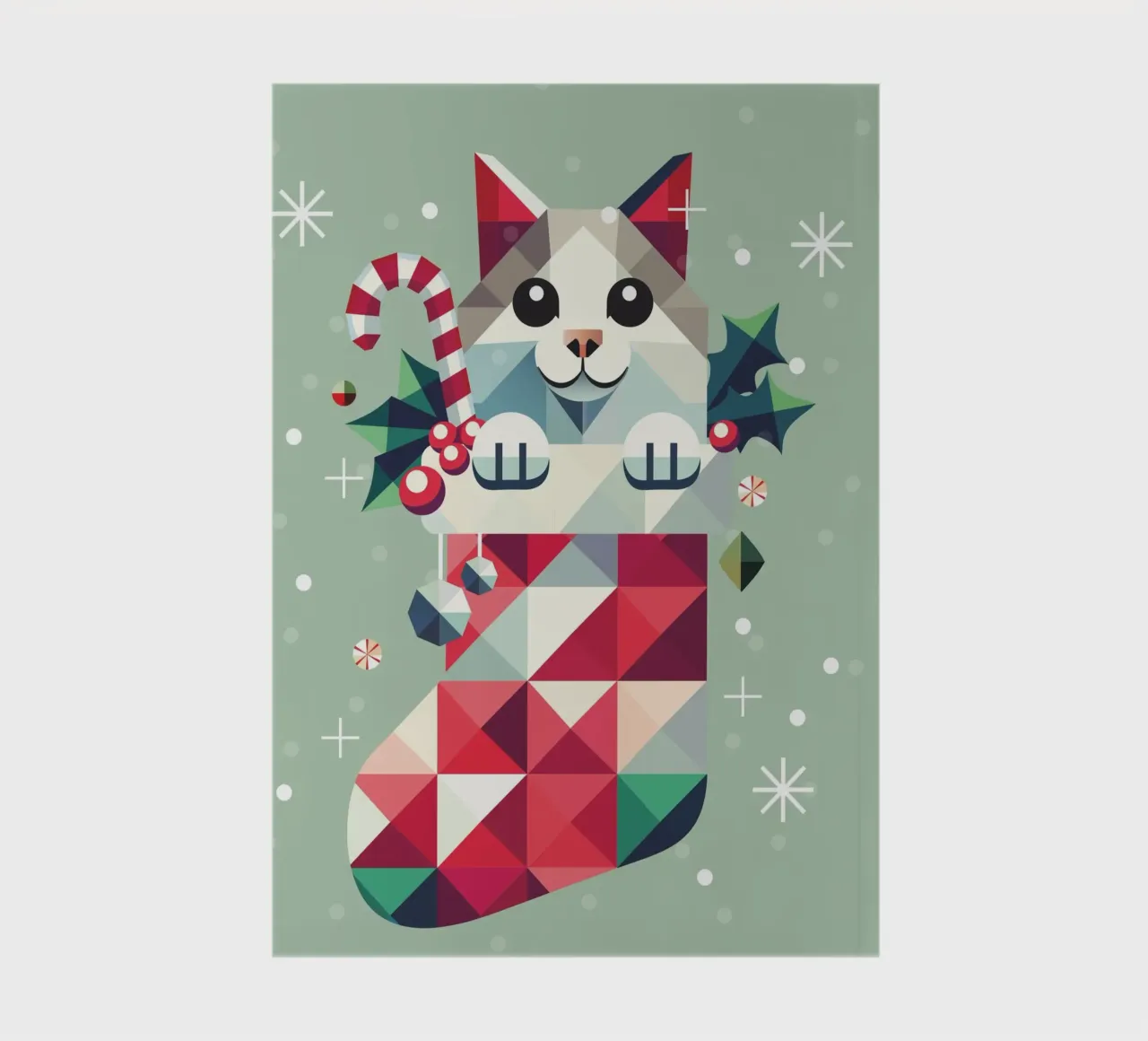 Playful Christmas cat in a stocking - Festive joy notebook by namosh
