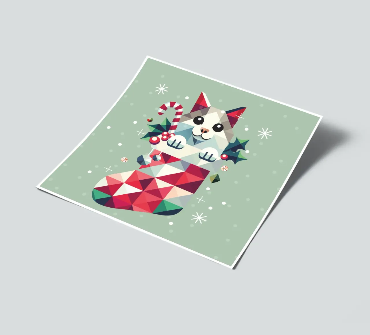 Playful Christmas cat in a stocking - Festive joy sticker sheet by namosh