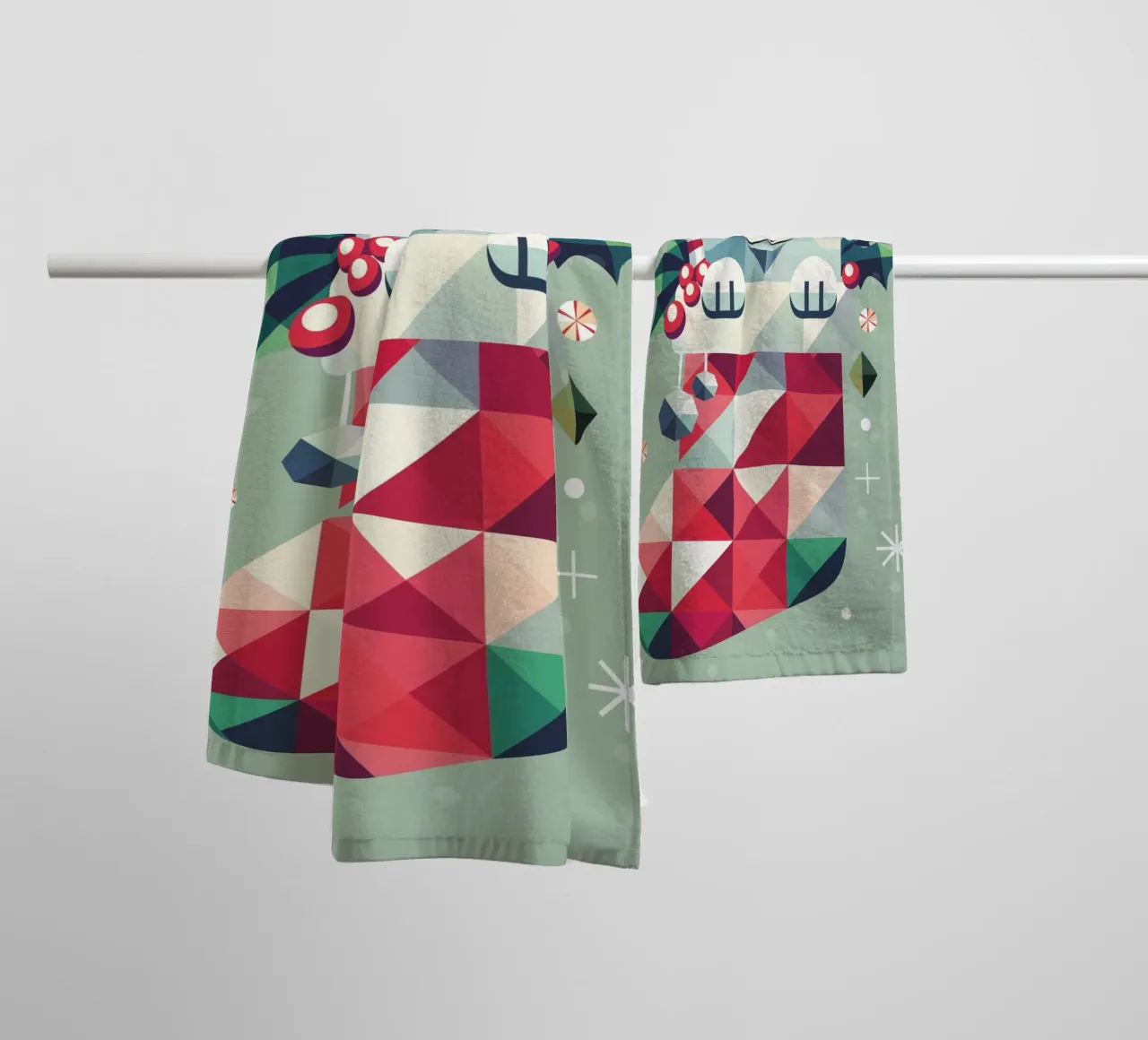 Speelse kerstkat in een kous - Feestelijke vreugde badhanddoek van namosh