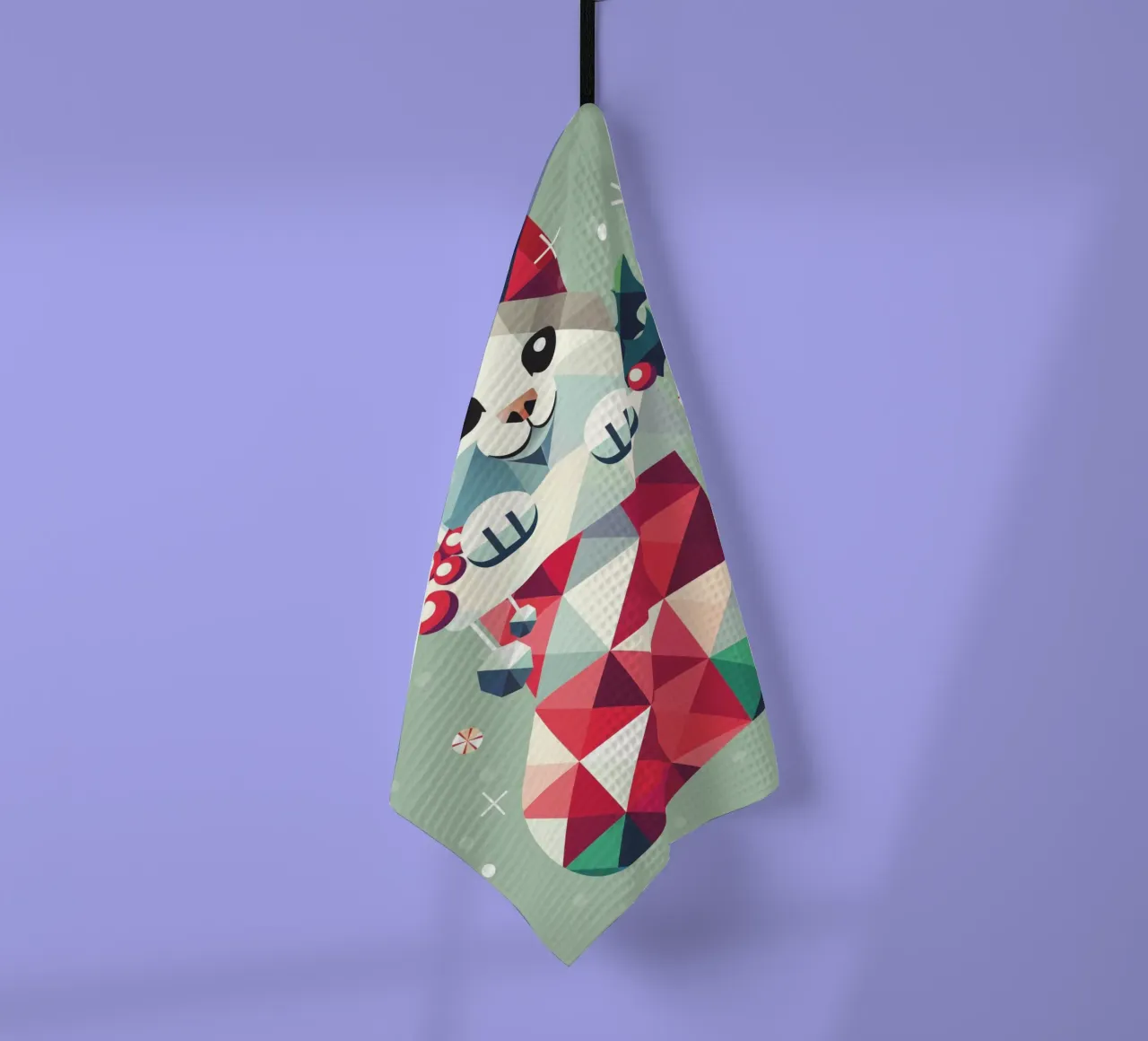 Chat de Noël ludique en chaussette - Joie festive torchon de namosh