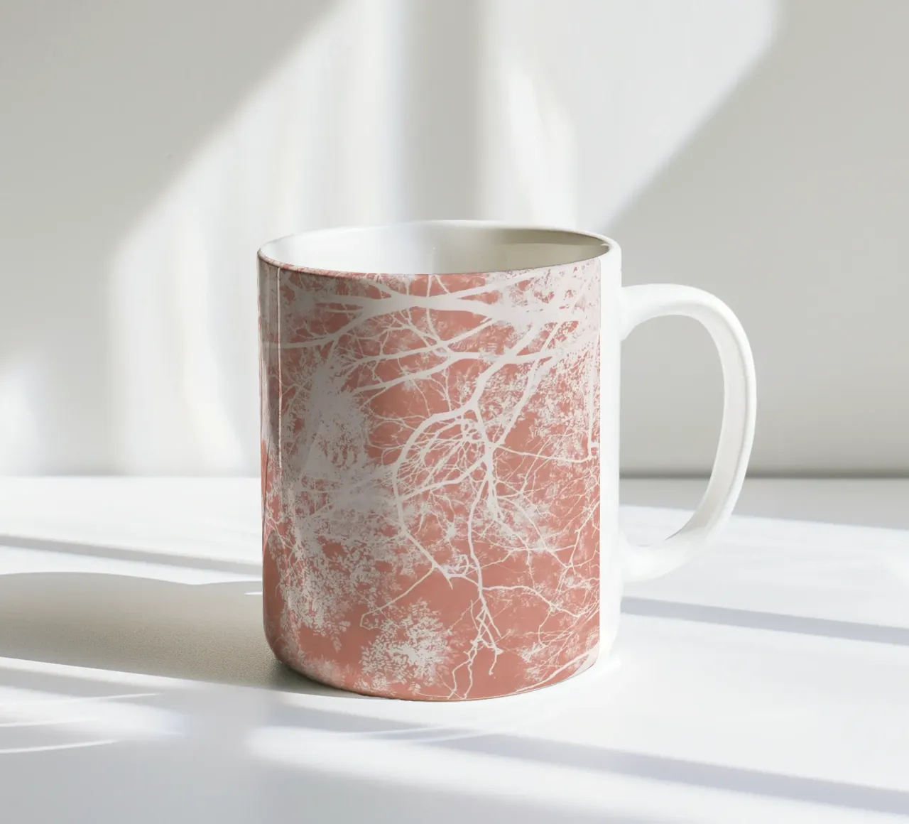 Vernice corallina Colpo di fogliame tazza in ceramica da amini54