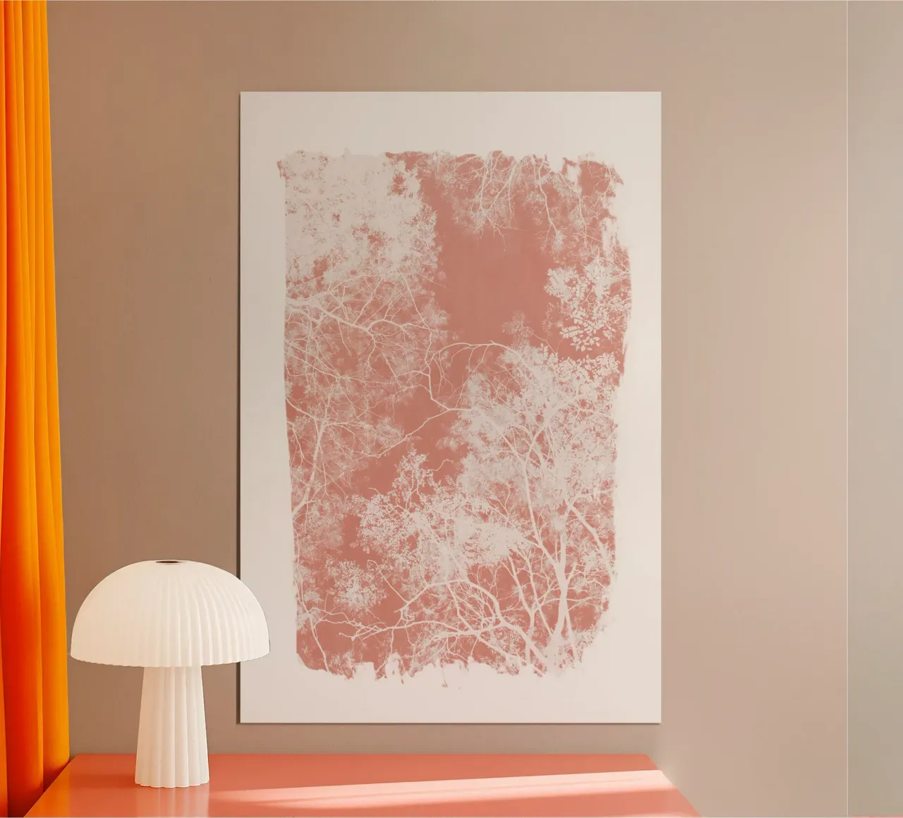 Vernice corallina Colpo di fogliame poster con telaio in plastica da amini54