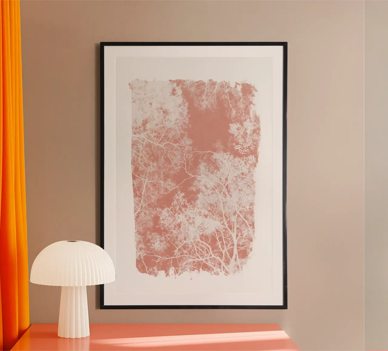 Vernice corallina Colpo di fogliame poster con telaio in plastica da amini54