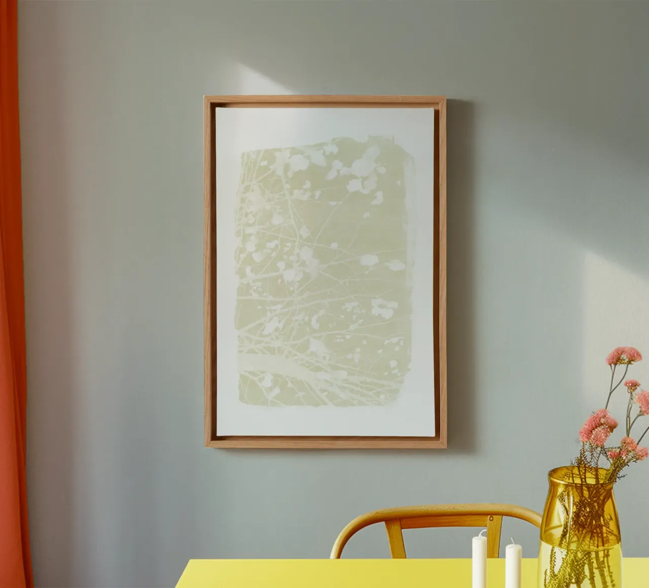 Ivoorverf Stroke of Foliage canvas met Baklijst van amini54