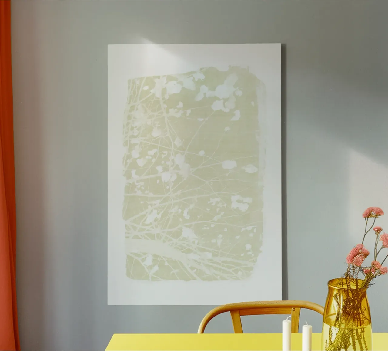 Ivoorverf Stroke of Foliage canvas met Baklijst van amini54
