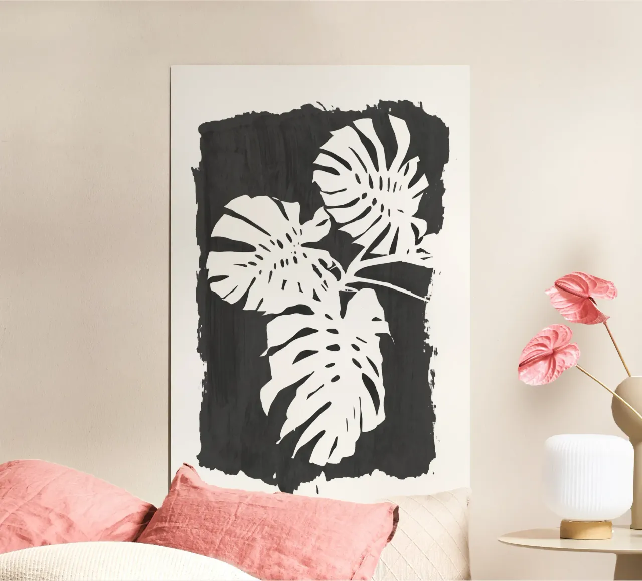 Colpo di vernice nera di Monstera carta hahnemühle da amini54
