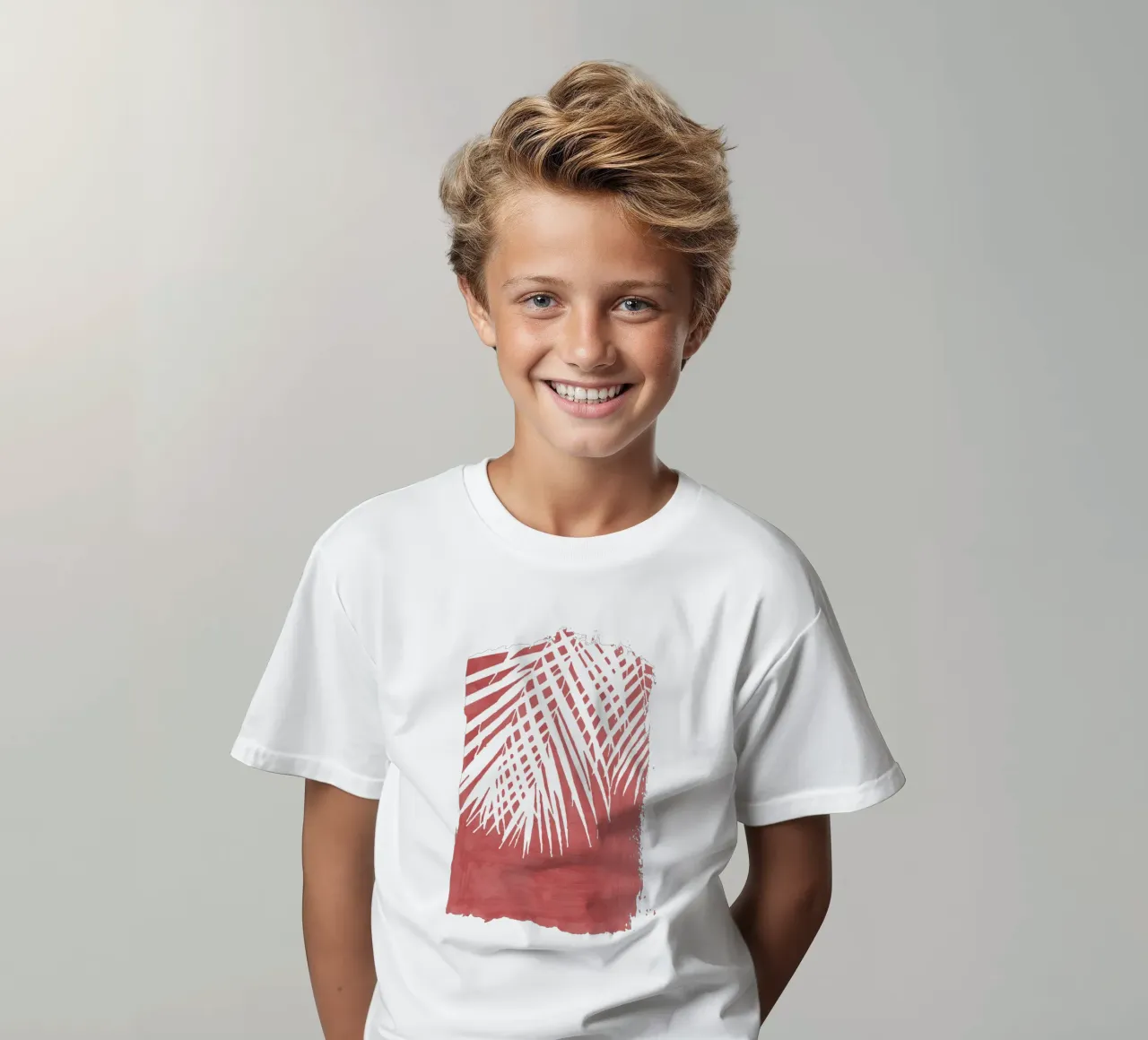 Tratto di vernice rossa di foglie di palma t-shirt bambini da amini54