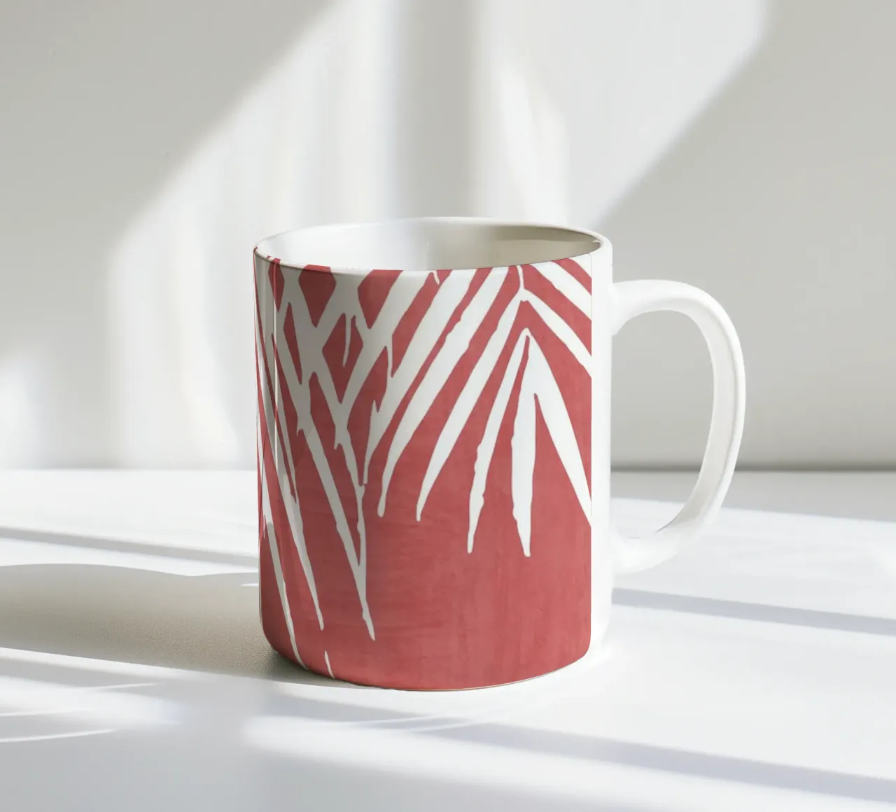 Tratto di vernice rossa di foglie di palma tazza in ceramica da amini54