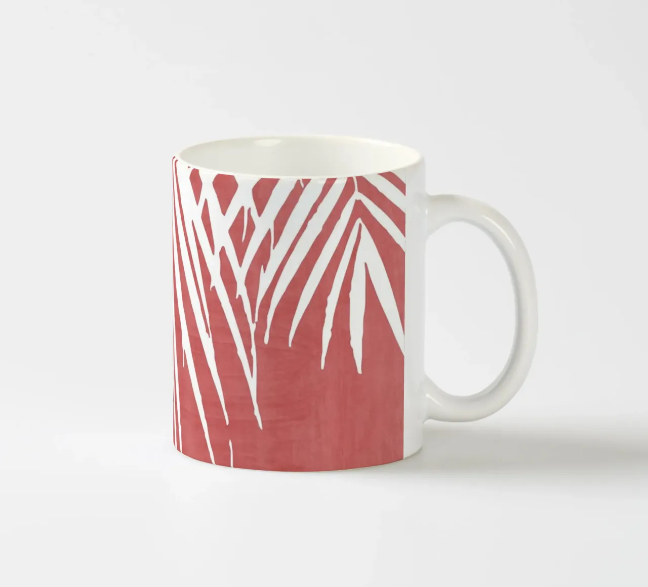 Tratto di vernice rossa di foglie di palma tazza in ceramica da amini54