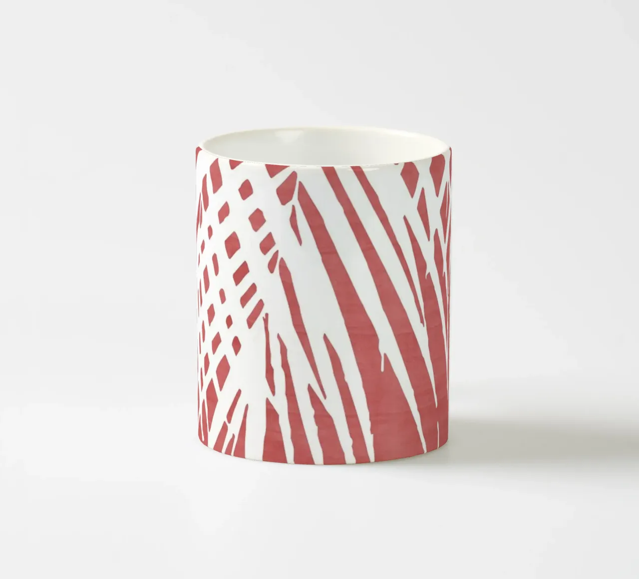 Tratto di vernice rossa di foglie di palma tazza in ceramica da amini54