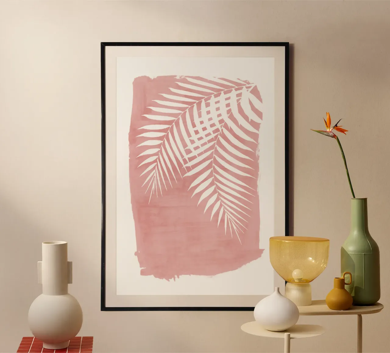 Pincelada de pintura rosa de hojas de palmera hahnemühle de amini54