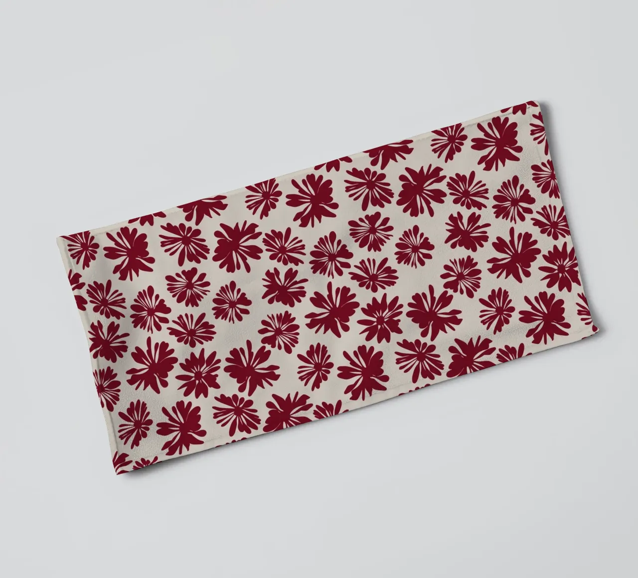 Bloom Boom Flowers Beige Red towel by Kate Westworth