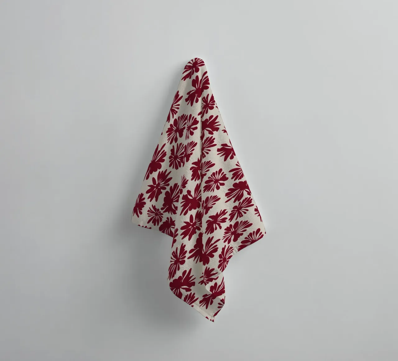 Bloom Boom Flowers Beige Red towel by Kate Westworth