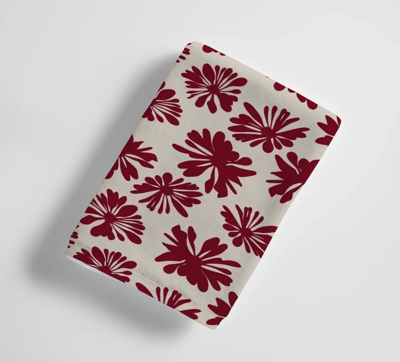 Bloom Boom Flowers Beige Red towel by Kate Westworth