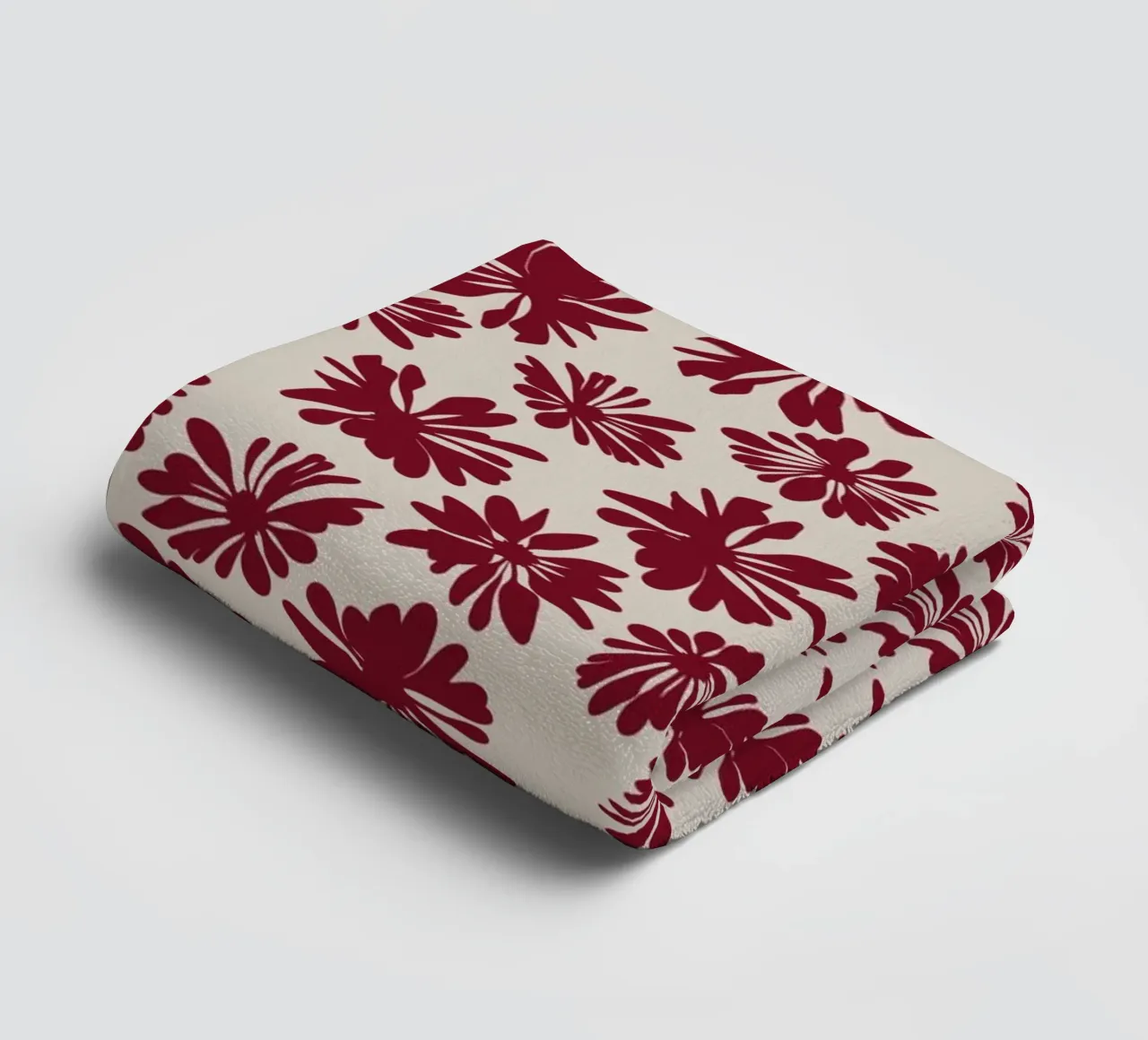 Bloom Boom Flowers Beige Red towel by Kate Westworth