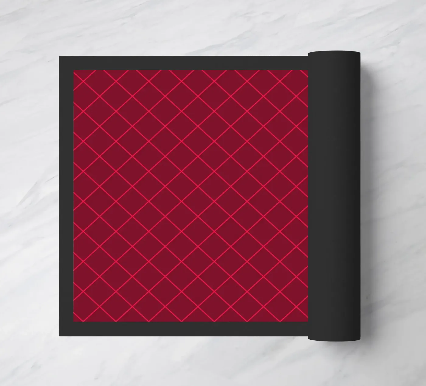 Geometrics Red doormat by Kate Westworth