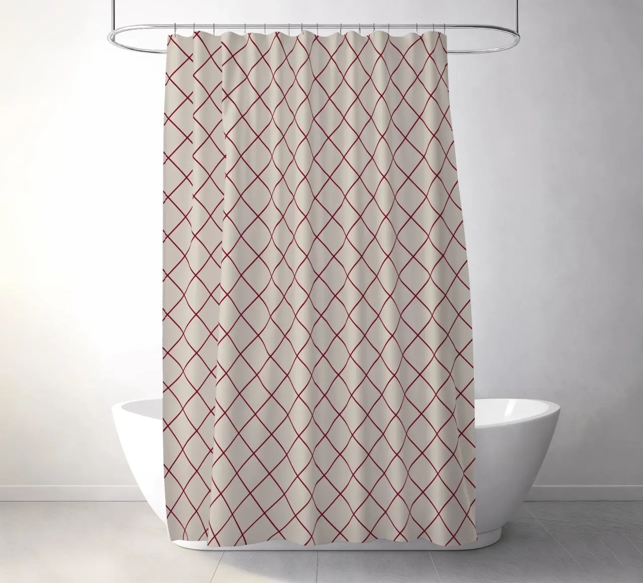 Geometrics Beige Red tenda da doccia da Kate Westworth