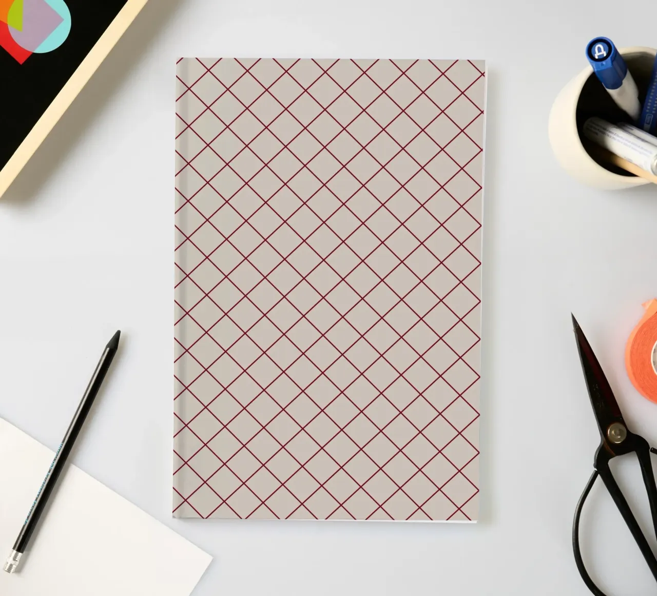 Geometrics Beige Red notebook by Kate Westworth