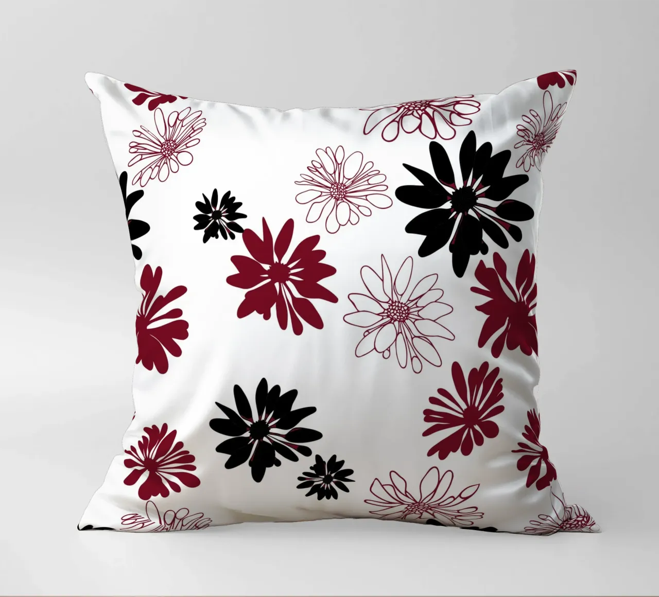 Bloom Boom Colour Splash White Black Red cuscino da Kate Westworth